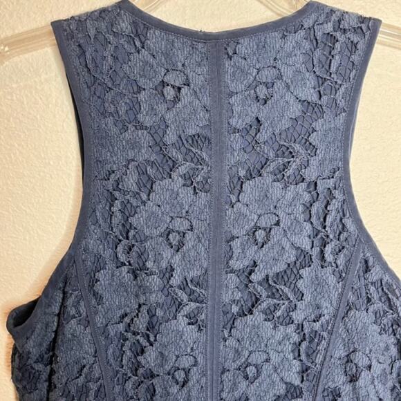 Donna Morgan Stunning Silk Lace Zip Navy Mini Shift Dress Sz 6 - Picture 11 of 15